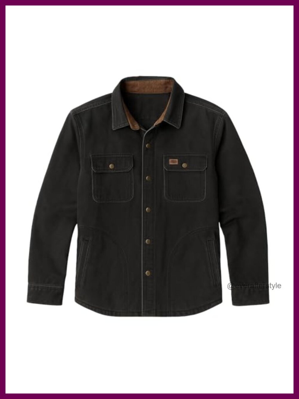 Men's Rugged Wax-Like Cotton Shirt Jacket Snap Front Flannel Lined